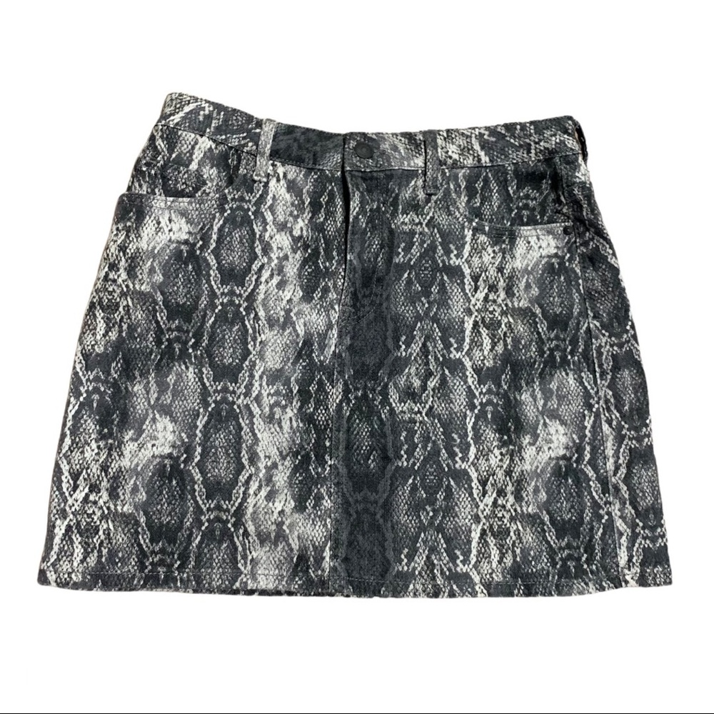 ZARA Snake Print Denim Mini Skirt, Size M